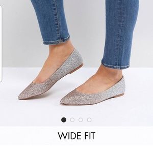ASOS Ombre Glitter Pointed Ballet Flats - Wide Fit